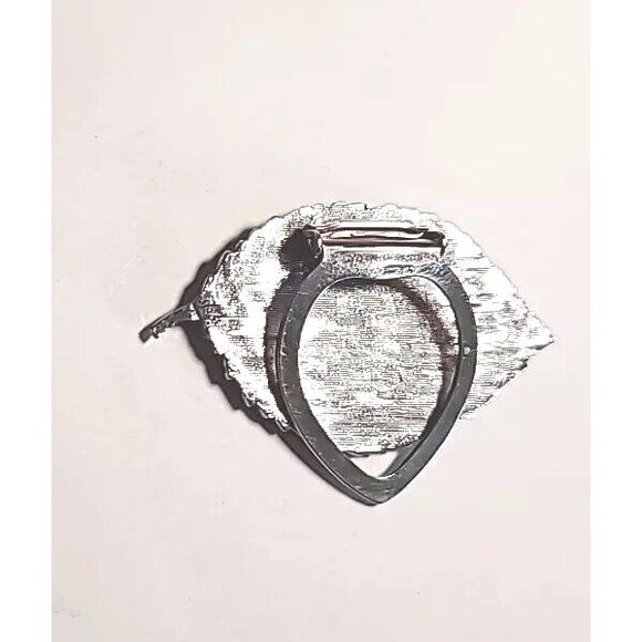 Vintage Signed LIEBA Made In USA Scarf Dress Clip Silver Tone Leaf Jewelry - Picture 6 of 6